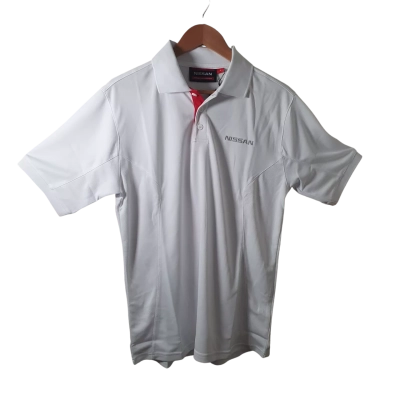  Mens NISSAN Size S Polo Shirt White 