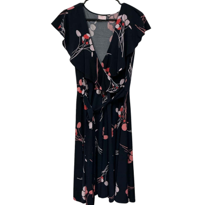 Leona Edmiston Womens Sleeveless Dress  Navy Blue / Pattern / Pink   Size 14 