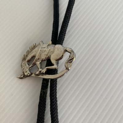 1980s Western Bucking Horse & Saddle Bolo Tie