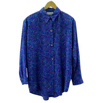 D.I.O. Women's Size 10 Blouse/Shirt Purple/Multicoloured