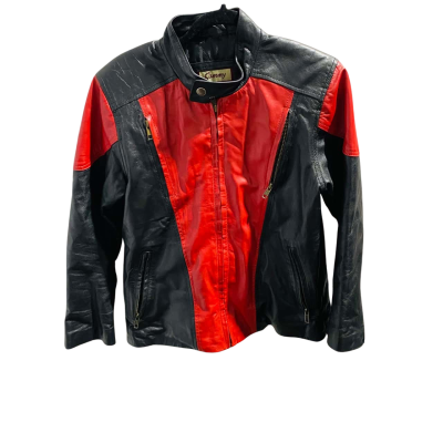 Sammy Leather Biker Jacket Black  / Red 