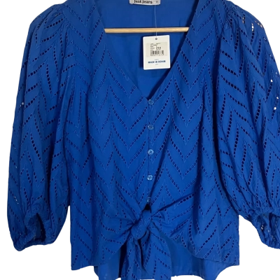 Just Jeans Womens  Size 8 Button Up Top Blue 