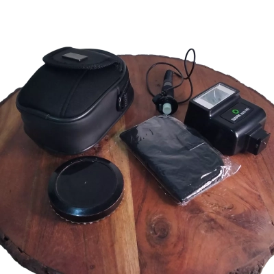 Older Camera Gear Kit Collection - Sunpak 140 Flash, HOYA 52mm Lens, Remote Shutter Release