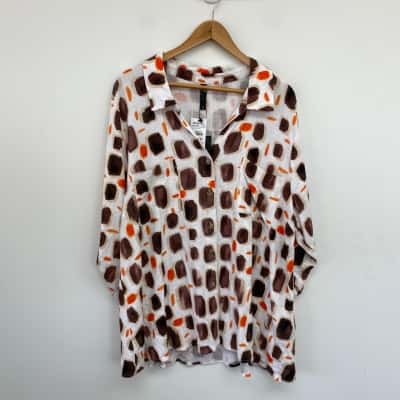 Taking Shape Sunburst Delight Square Print Natural Shirt  Size 18 