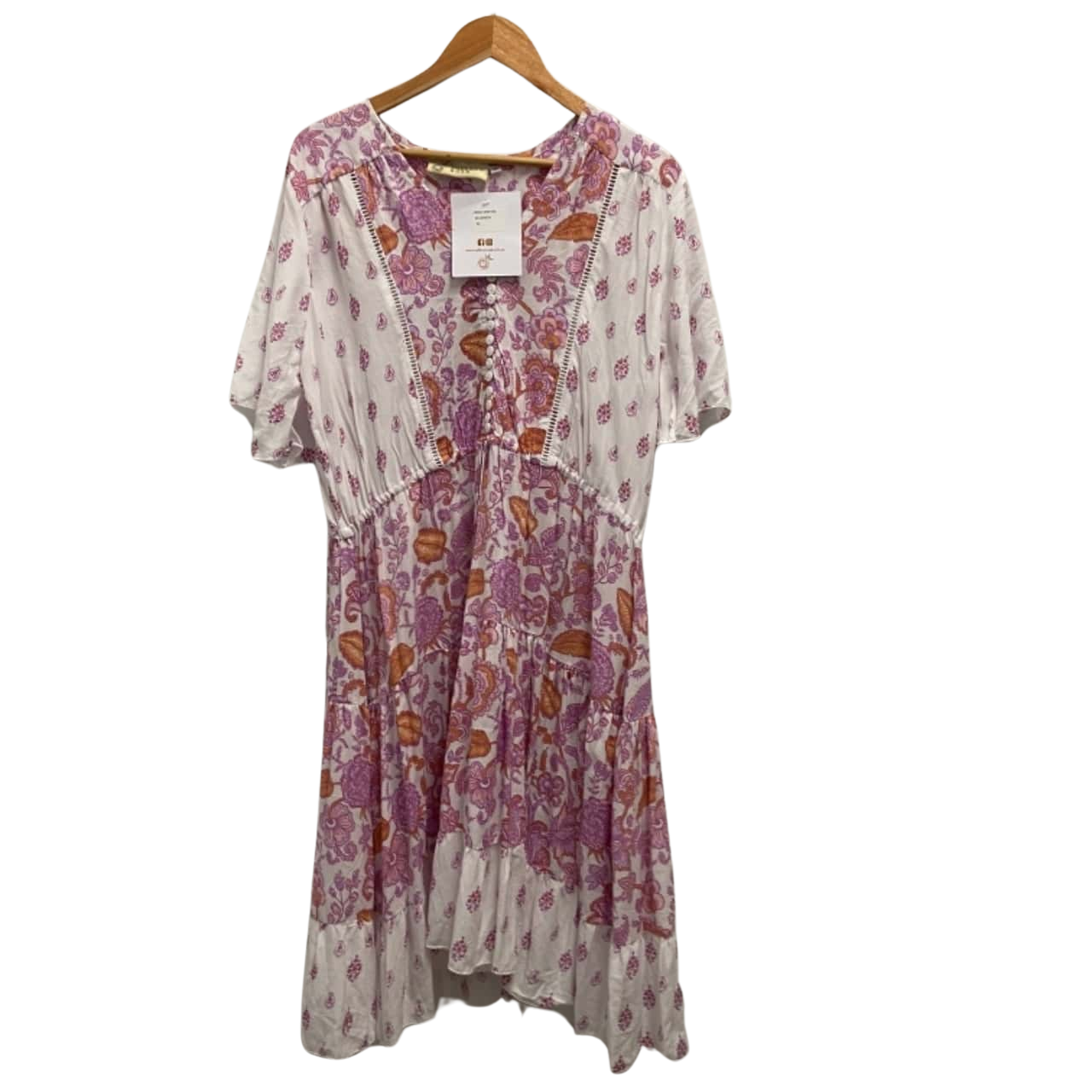 BNWT Saffron Road Womens Size XL Floral Dress Purple / White (s)