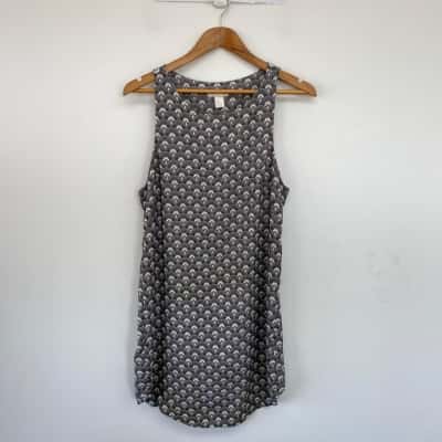 H&M Black White Pattern Sleeveless Mini Dress  Size 40 