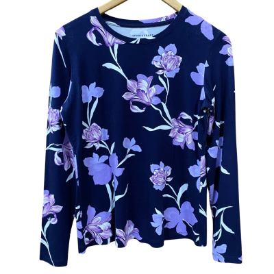 Sportscraft Navy/Purple Floral Top Size M