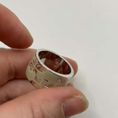 Swarovski Wide Band Ring Crystal Accents Silver Tone Size 58