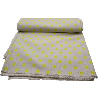 Thick Canvas Like Fabric Cream with Lime Spots 110 x 200 cm    FAB1