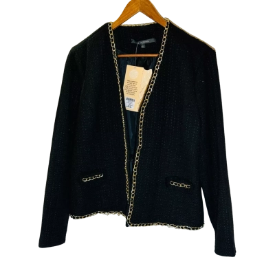 LIZ JORDAN Size 16 Open Jacket Black  
