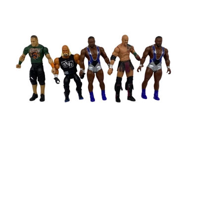 5 Vintage (2000s) WWE Wrestling Figures with 2 Champion Belts  Toys