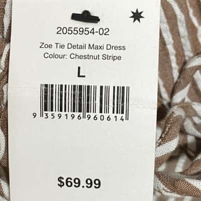Cotton On Womens  Size L Maxi Dress Brown / White 