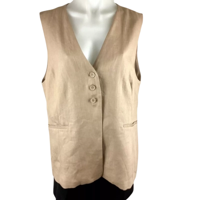 Seed Womens Button Up Vest  Size 16 Beige 