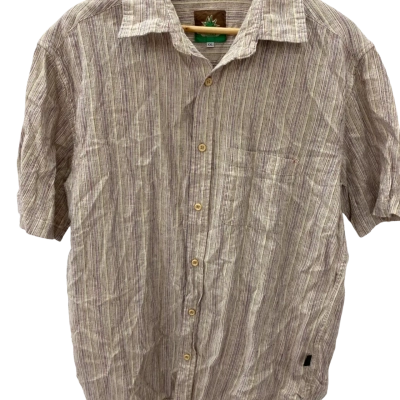 Hemp.  Mens  Size XXL Short Sleeve Shirt Beige / Multicoloured 