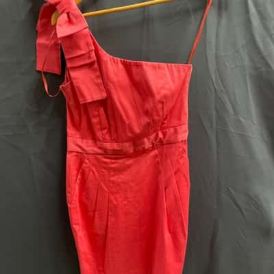 French Connection Womens  Size 8 Pink One Shoulder Salmon Dress With Pockets
