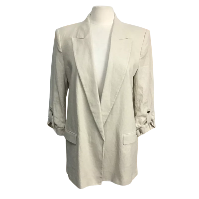 Zara Womens  Size L Linen Blend Open Style Jacket 