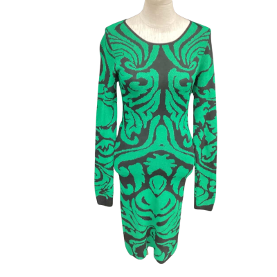 Sheike Womens  Size S Long Sleeve Dress Black  / Green 