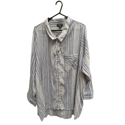 Autograph Womens  Size 26 Long Sleeve Shirt Blue / Pinstriped / White 