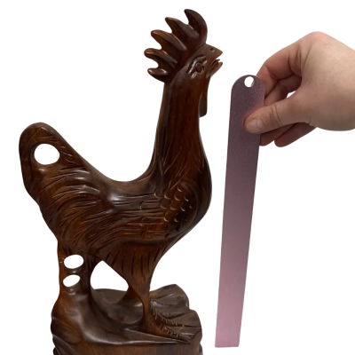 Carved Wooden Rooster Statue Approx. 40cm – Gold Chinese Lettering