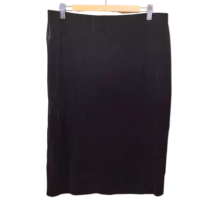 Laura Ashley Black Velvet Pencil Skirt Size 14