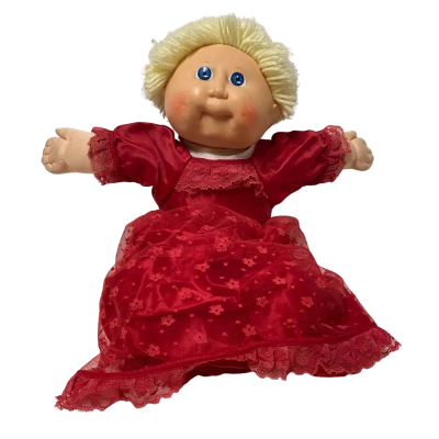  Vintage Cabbage Patch Doll with Red Dress 
