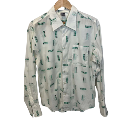 Rip Curl Mens  Size L Long Sleeve Shirt Green / Navy Blue / Pattern / White 