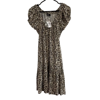 Dotti Womens  Size 10 Sleeveless Dress  Brown Pattern Linen Blend RRP $79.95