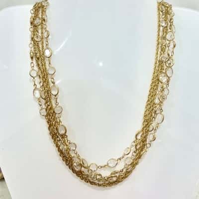 Vintage Multi-strand Gold Gemstone Necklace  