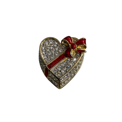  Womens Brooch Red / White With Heart Gift Box Design