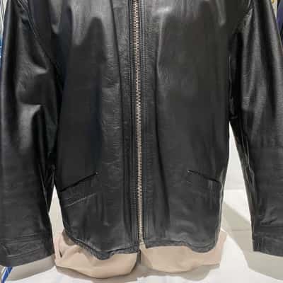  Men's STEFY COMPANY Leather Jacket  Size 52 Black  