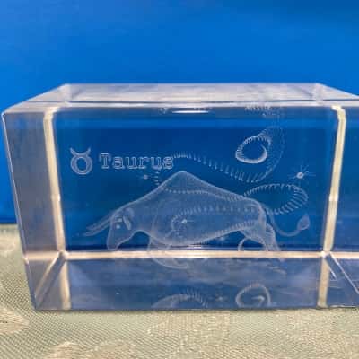 3D Laser-etched Crystal Block (Taurus)
