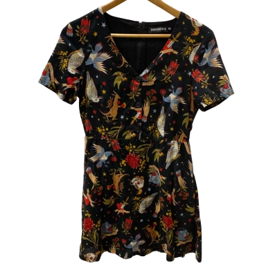 Dangerfield Womens  Size 10 Casual Dress Black  / Multicoloured 