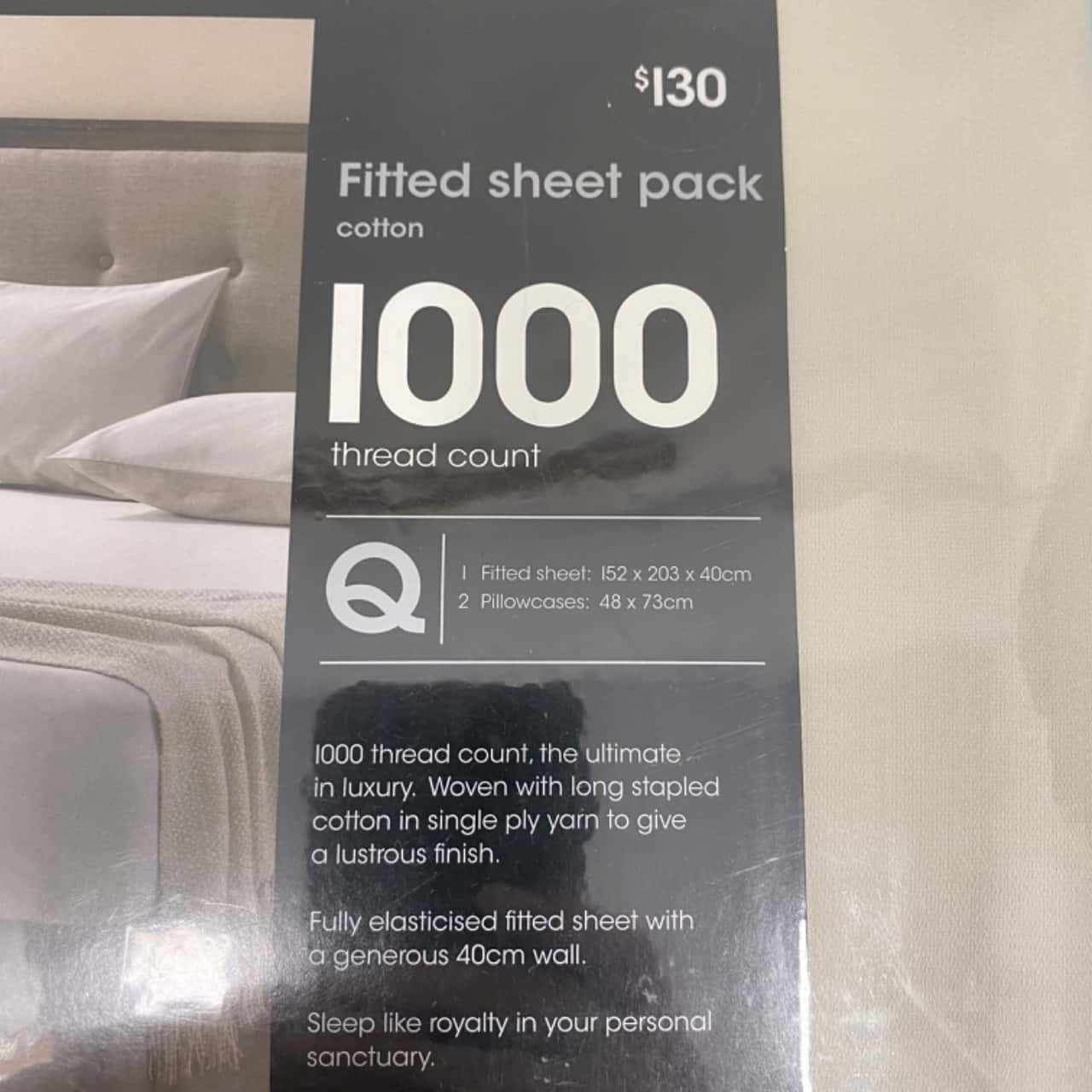 Preview 1000 Thread Count Fitted Sheet Pack Queen Size BNWT(s)