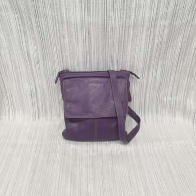 Colorado Gorgeous Purple Leather with Floral Embossed Flap/ Small Style Messenger /Crossbody /Handbag 