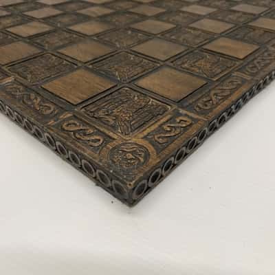 Vintage Wooden Chess Board with embossed Eagles and Snakes