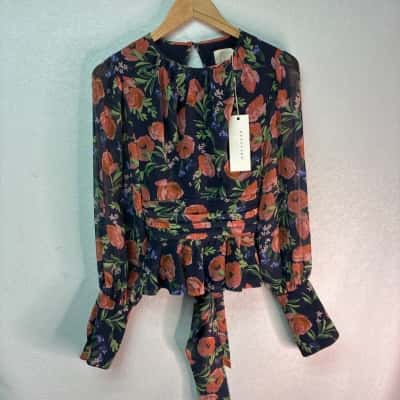 Keepsake the Label Womens Size S Blouse Floral / Navy Blue BNWT