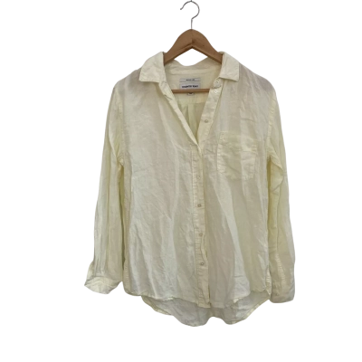 Country Road Womens Linen Size 8 Button Up Top / Long Sleeve Top Yellow 