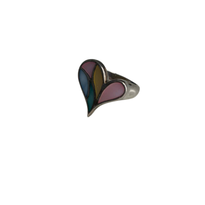 Enamel Heart Shaped Silver 925 Ring