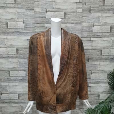  Womens  Size XL Leather Jacket / Open Jacket Black  / Brown 