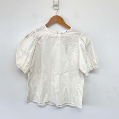 Ally Fashion White Puff Sleeve Top  Size 10 