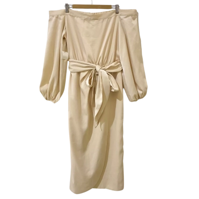 Pasduchas Size 12 Champagne Off The Shoulder Midi Dress 