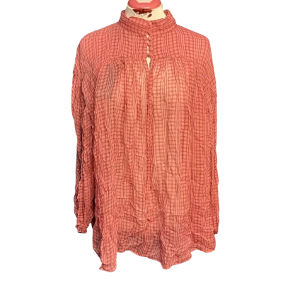 Country Road Womens  Size 14 Long Sleeve Top Brown / Checked / Pink  