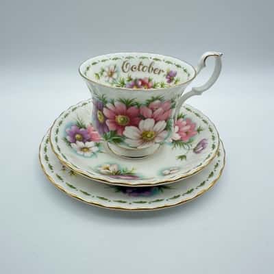 Royal Albert Flower Of The Month October Cosmos Trio Tea Set