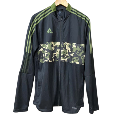 BNWT Adidas Mens Size L Black Camo Front Zipper Jacket 
