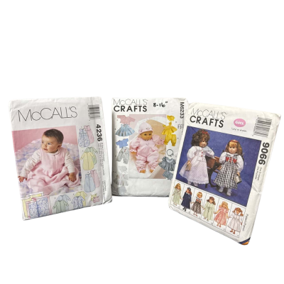 Set Of seven Baby / Doll sewing patterns 