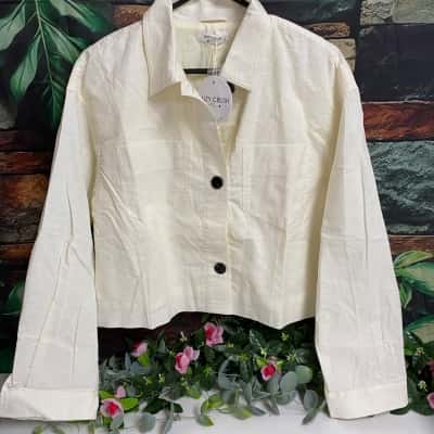 Womens Salty-Crush Cropped Elma Jacket Size 12 Cream