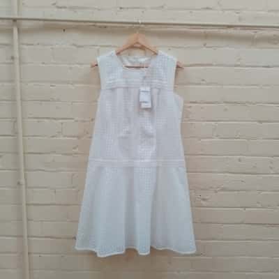 Womens Hugo Boss 100% Cotton White Dress Size 14 NEW WITH TAGS