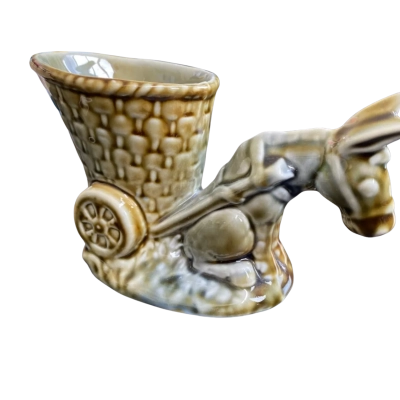 Vintage Donkey and Cart planter, Shamrock Pottery. 