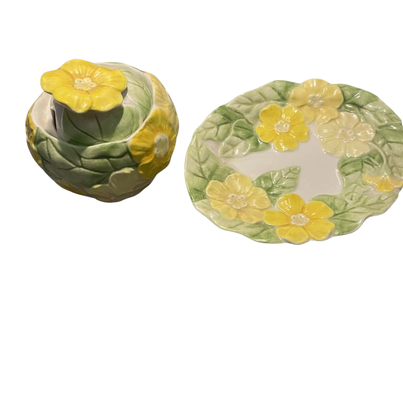 Flower Sugar Bowl And Plate Set(s)