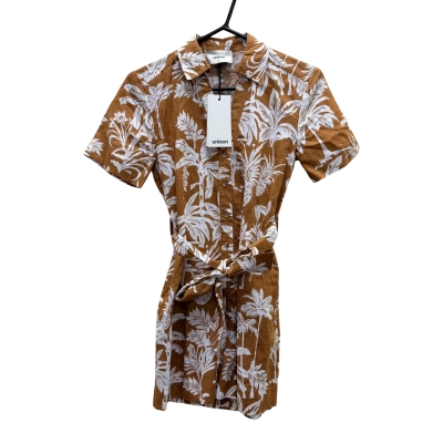 Unison Patterned Short Sleeve Linen Playsuit Size 4 *New*